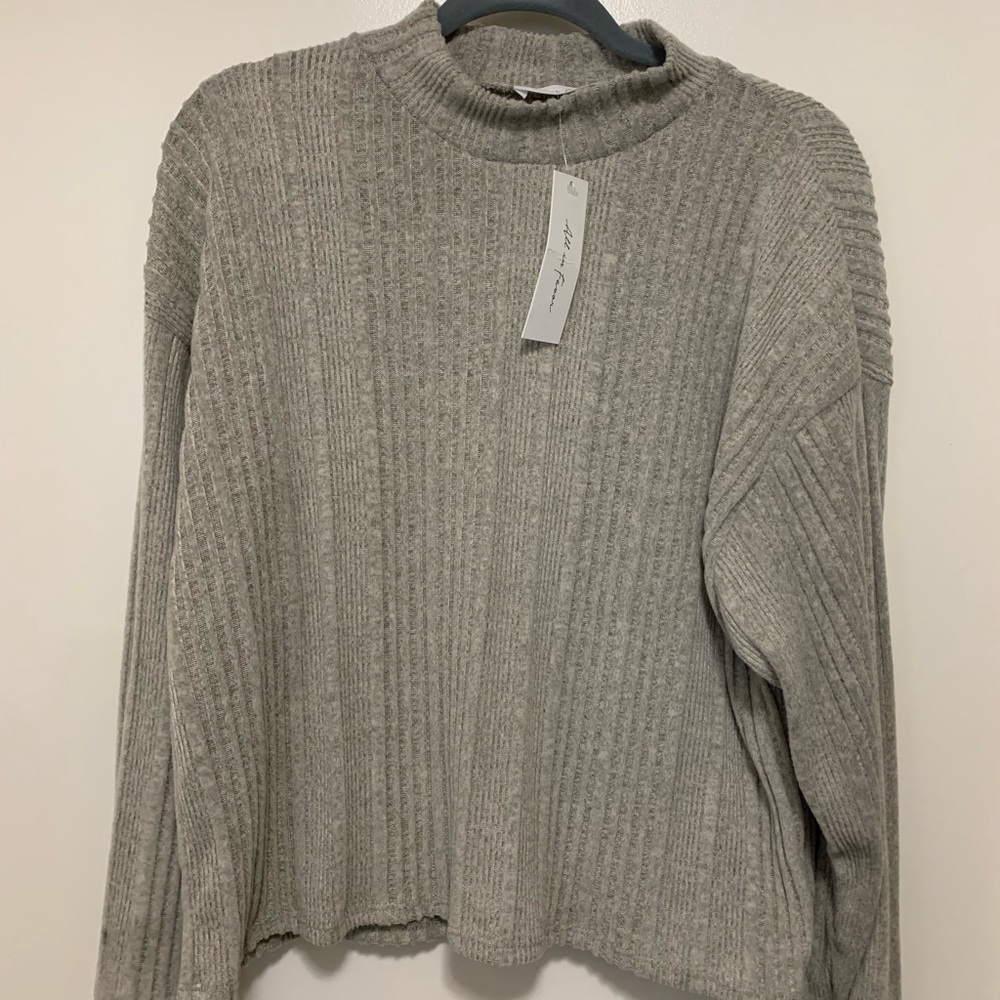 Nordstrom All In Favor Top Waffle Style Mock Neck Size Large NWT